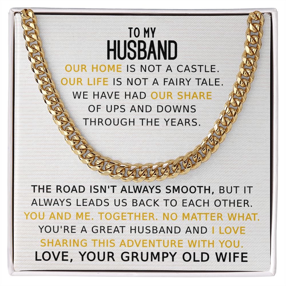 To My Husband I Love Sharing This Adventure With You - Cuban Link Chain