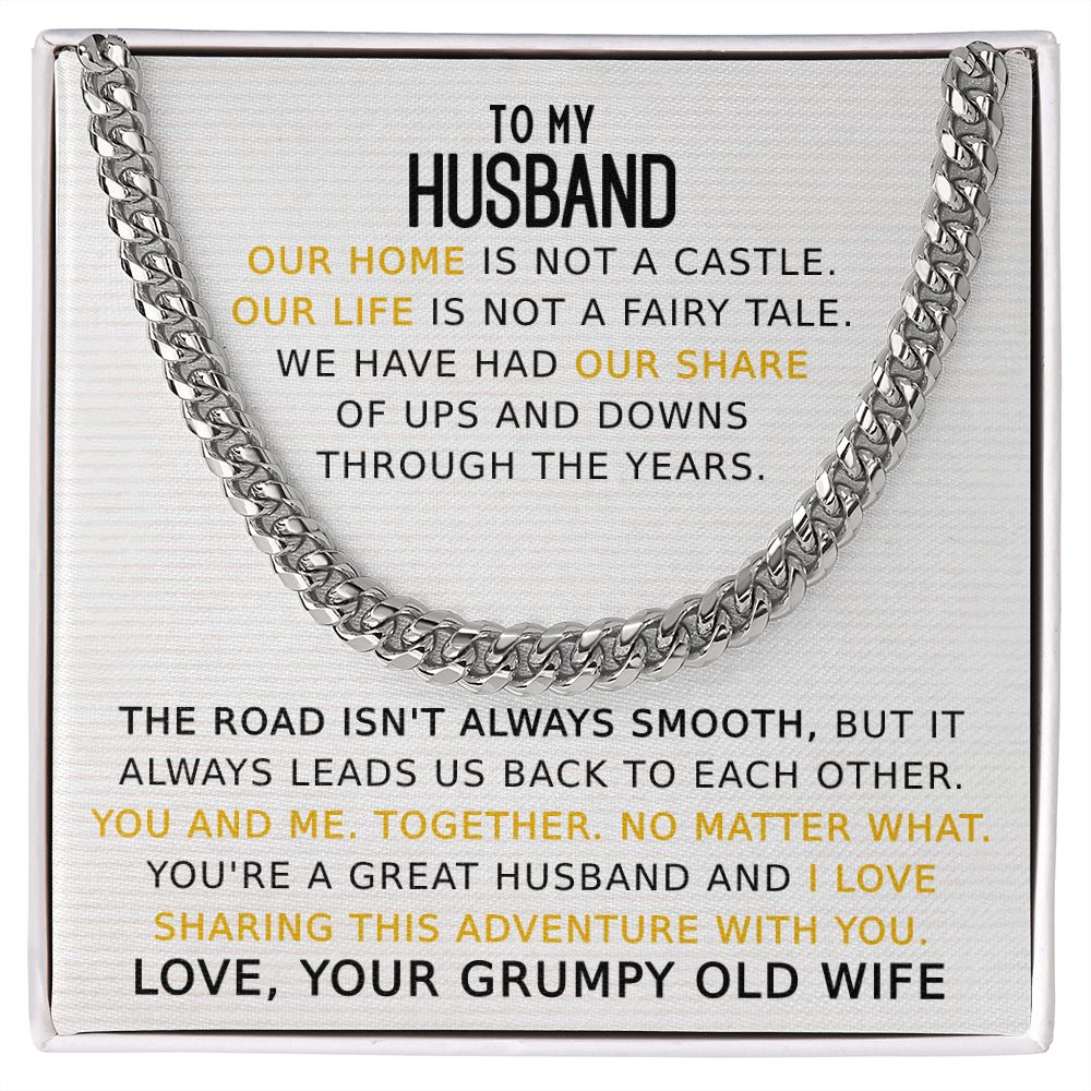 To My Husband I Love Sharing This Adventure With You - Cuban Link Chain