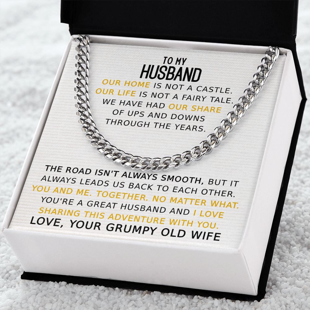 To My Husband I Love Sharing This Adventure With You - Cuban Link Chain