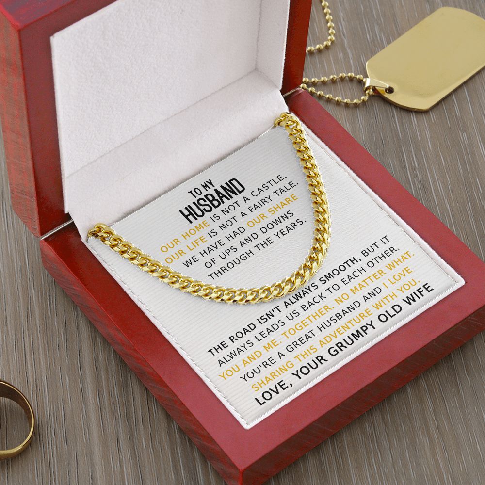 To My Husband I Love Sharing This Adventure With You - Cuban Link Chain