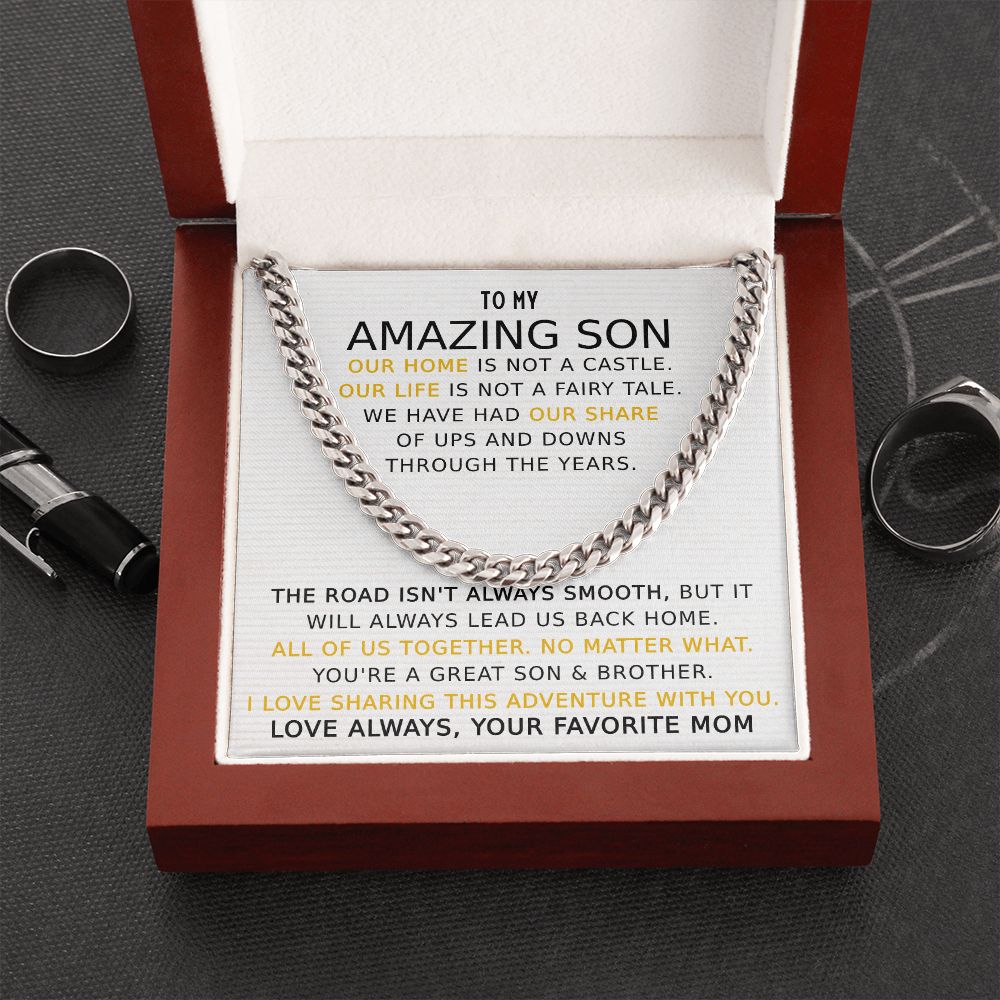 To My Amazing Son I Love Our Family Adventure - Cuban Link Chain