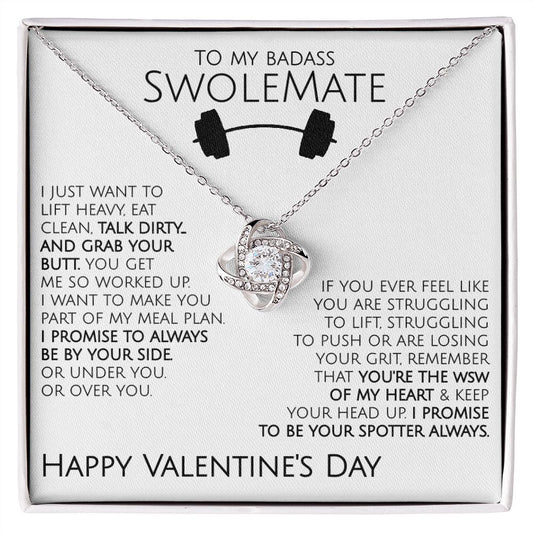 To My Badass Swolemate on Valentine's Day - Love Knot Necklace