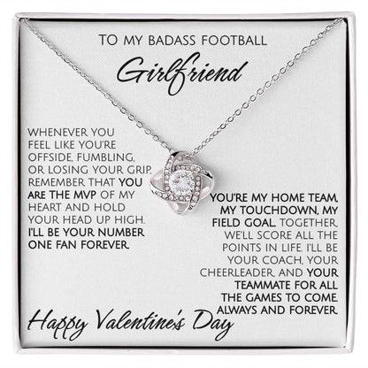 To My Badass Football Girlfriend on Valentine's Day - Love Knot Necklace