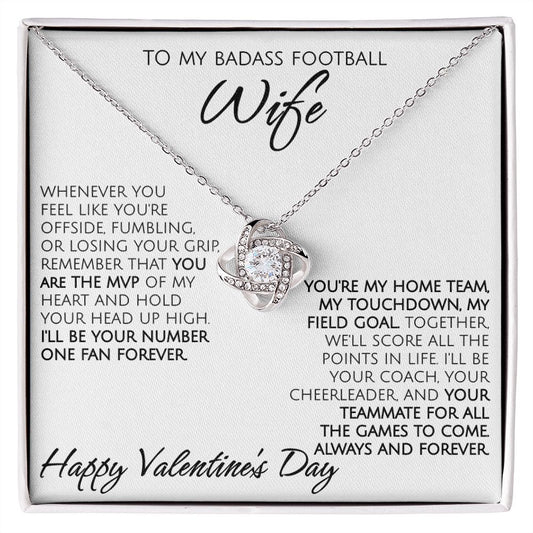 To My Badass Football Wife on Valentine's Day - Love Knot Necklace