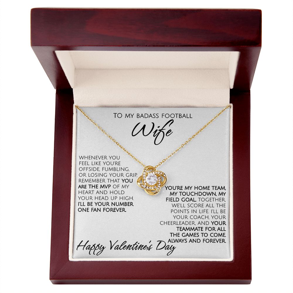 To My Badass Football Wife on Valentine's Day - Love Knot Necklace