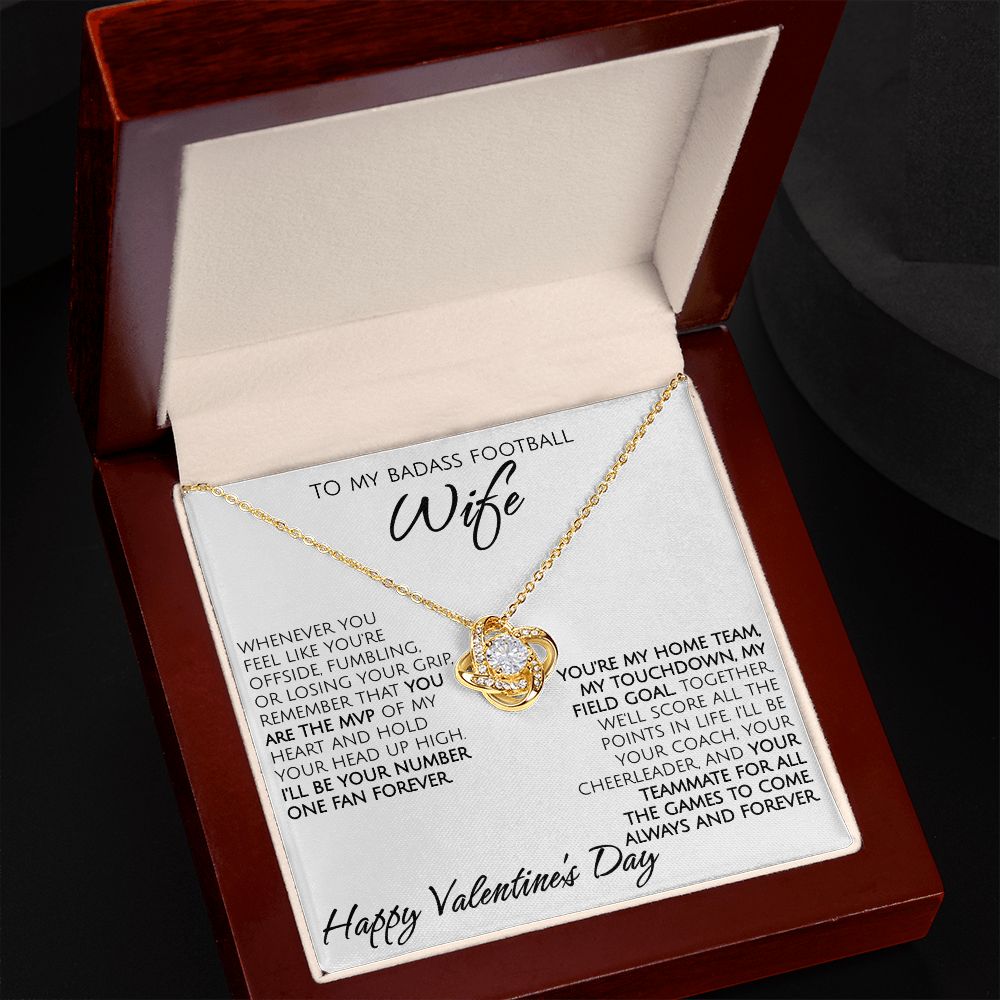 To My Badass Football Wife on Valentine's Day - Love Knot Necklace