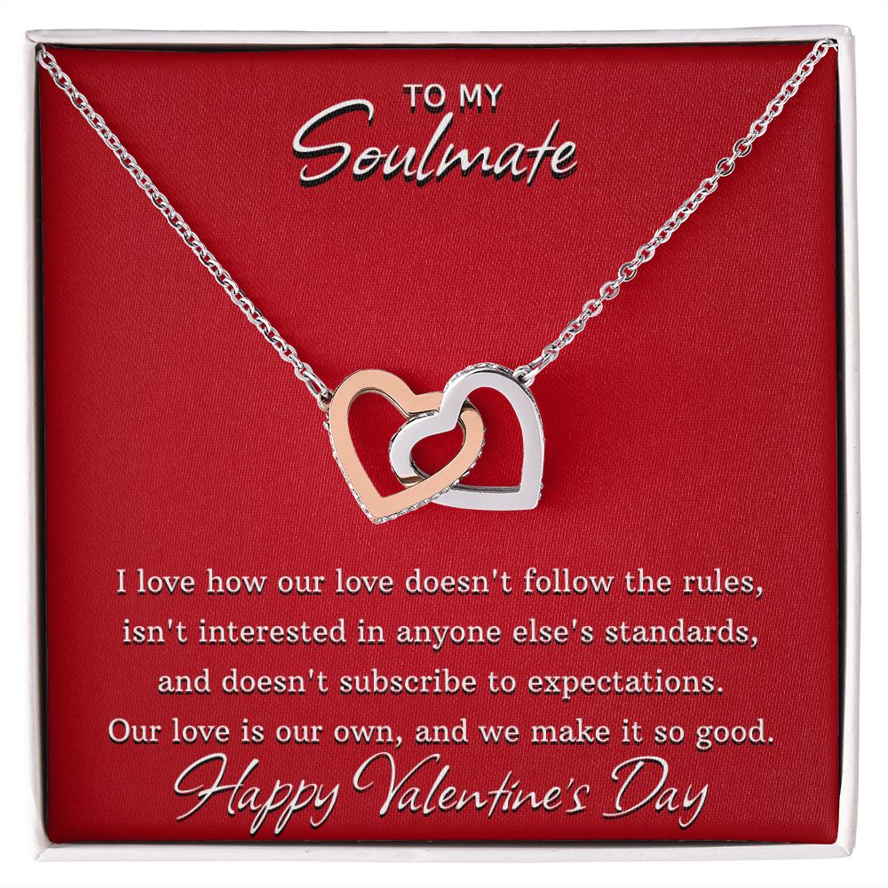 Our Love Doesn't Follow The Rules - Valentine's Day Interlocking Hearts Necklace