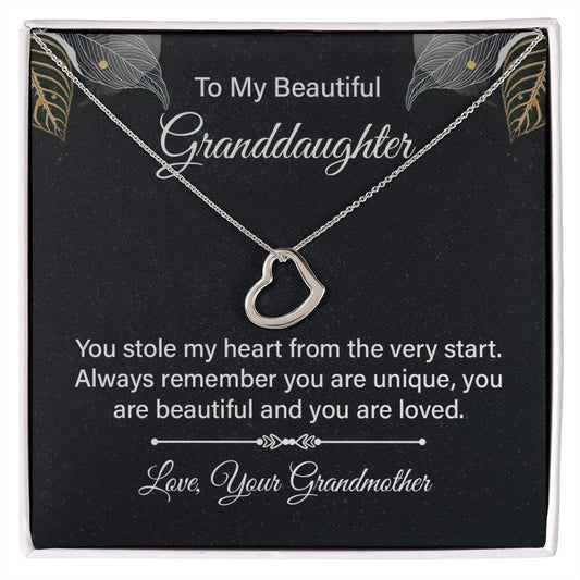 You Stole My Heart Granddaughter - Delicate Heart Necklace