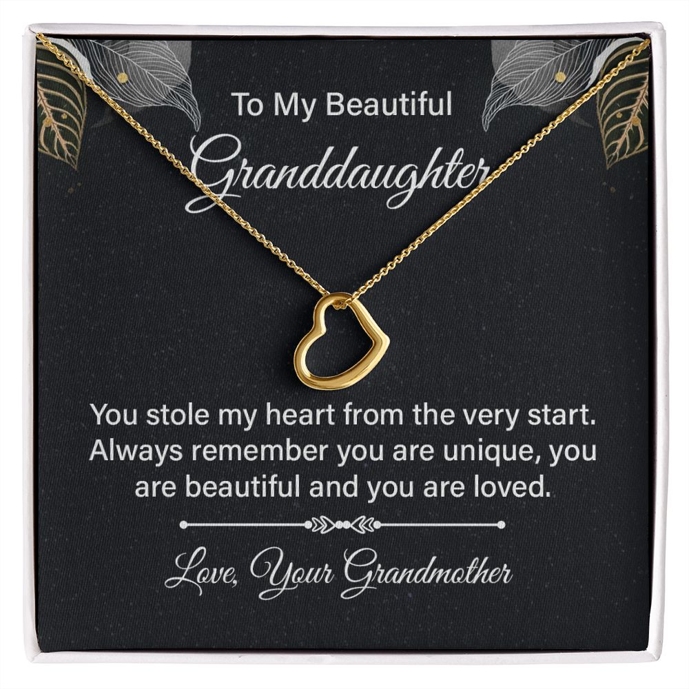 You Stole My Heart Granddaughter - Delicate Heart Necklace