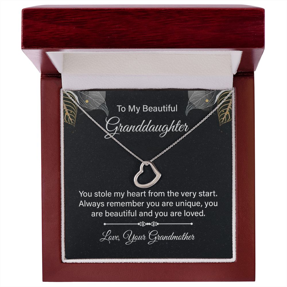 You Stole My Heart Granddaughter - Delicate Heart Necklace