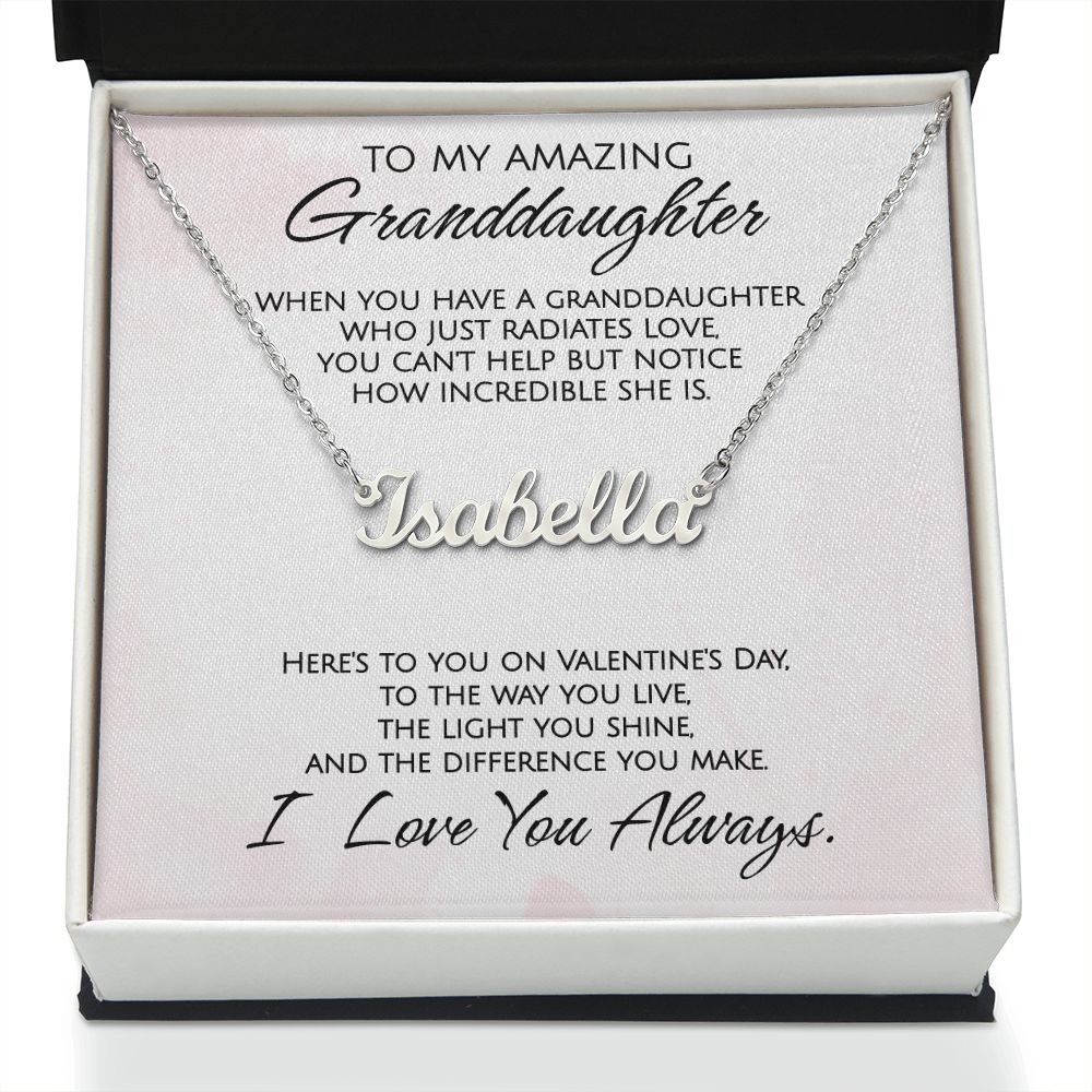 To My Amazing Granddaughter on Valentine's Day - Personalized Name Necklace