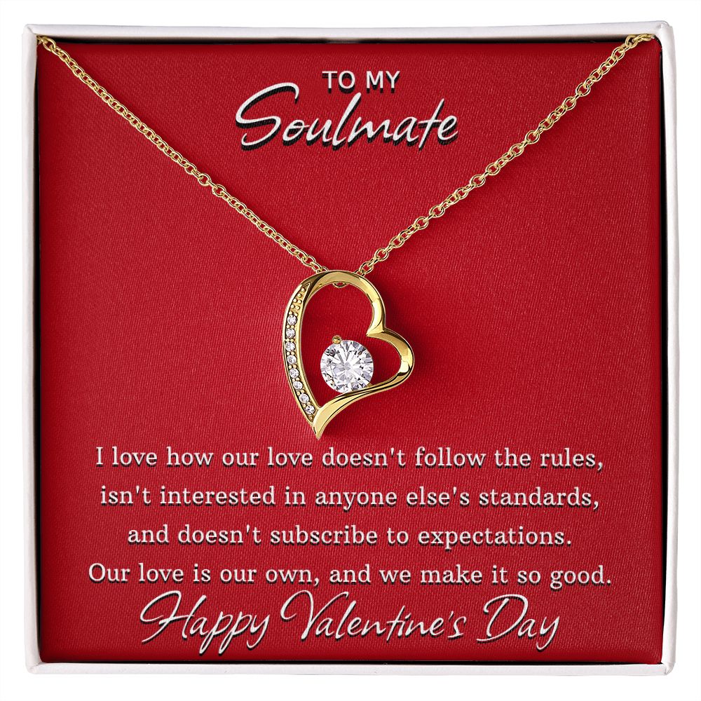 To My Soulmate on Valentine's Day - Our Love Doesn't Follow The Rules - Forever Love Necklace